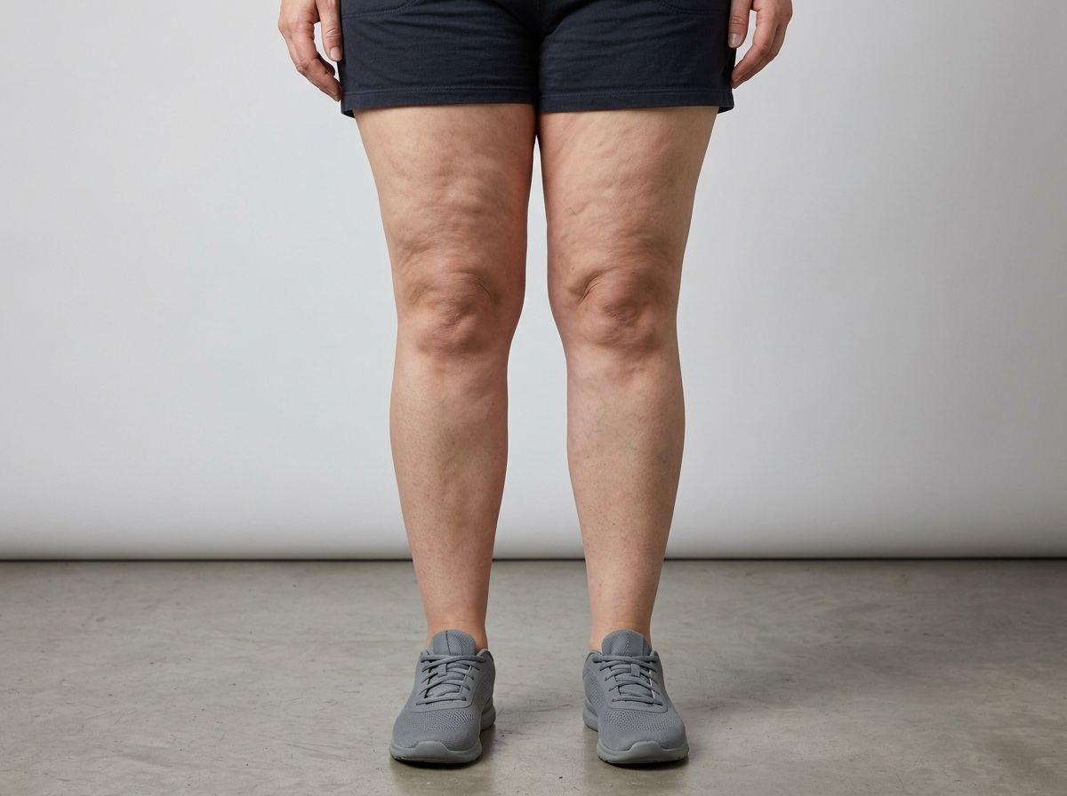 Pernas com sinais característicos de lipedema
